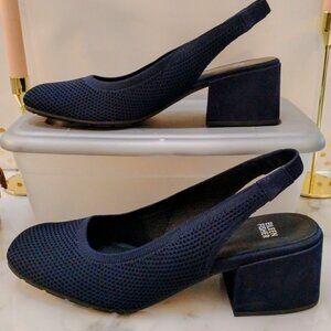 EILEEN FISHER MESH NAVY BLUE CHUNKY HEEL SLING BACK - Women's Size 11M